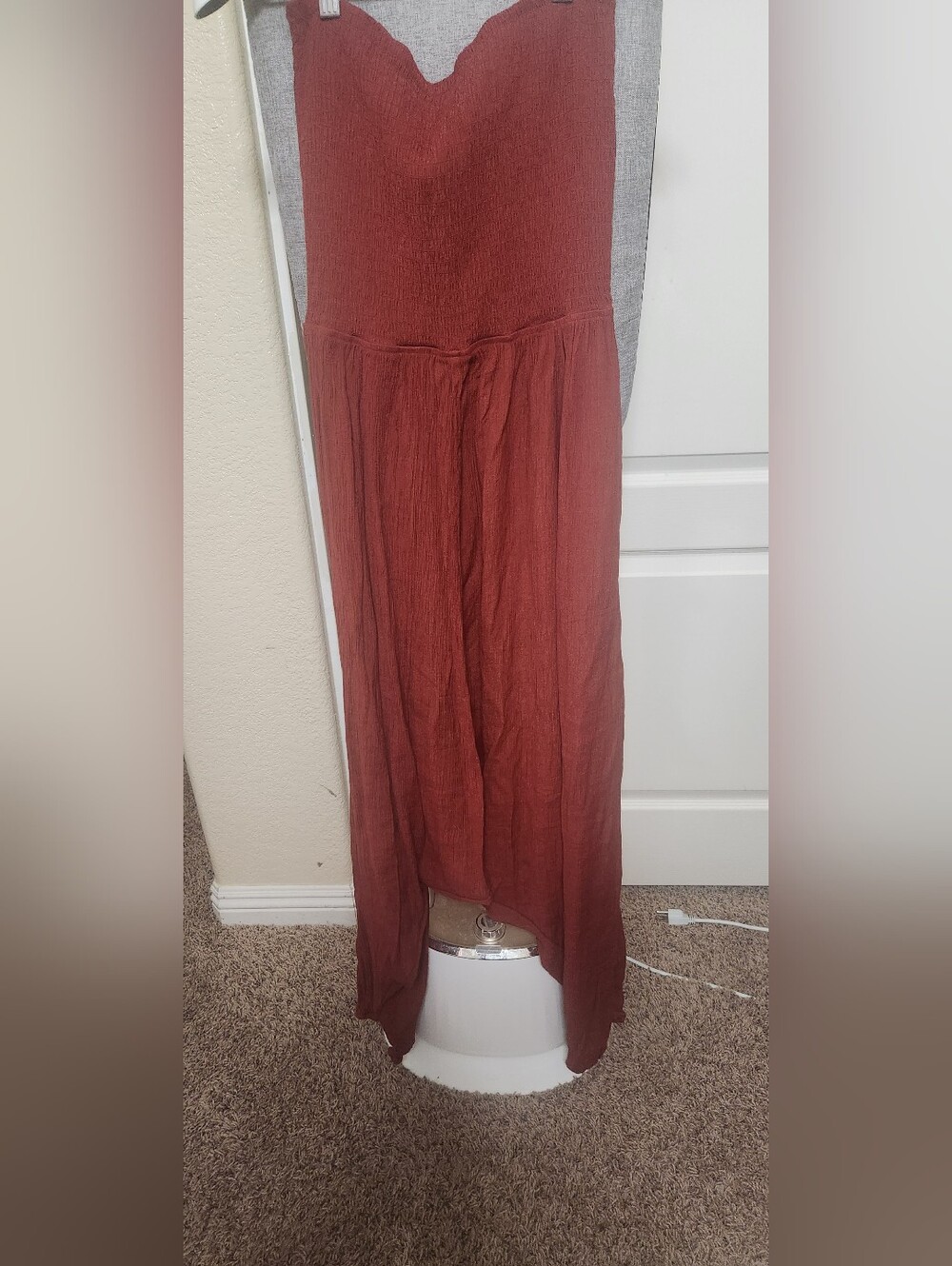 Halara Rust Red Strapless Harem Jumpsuit Size M Excellent Condition - Picture 3 of 4